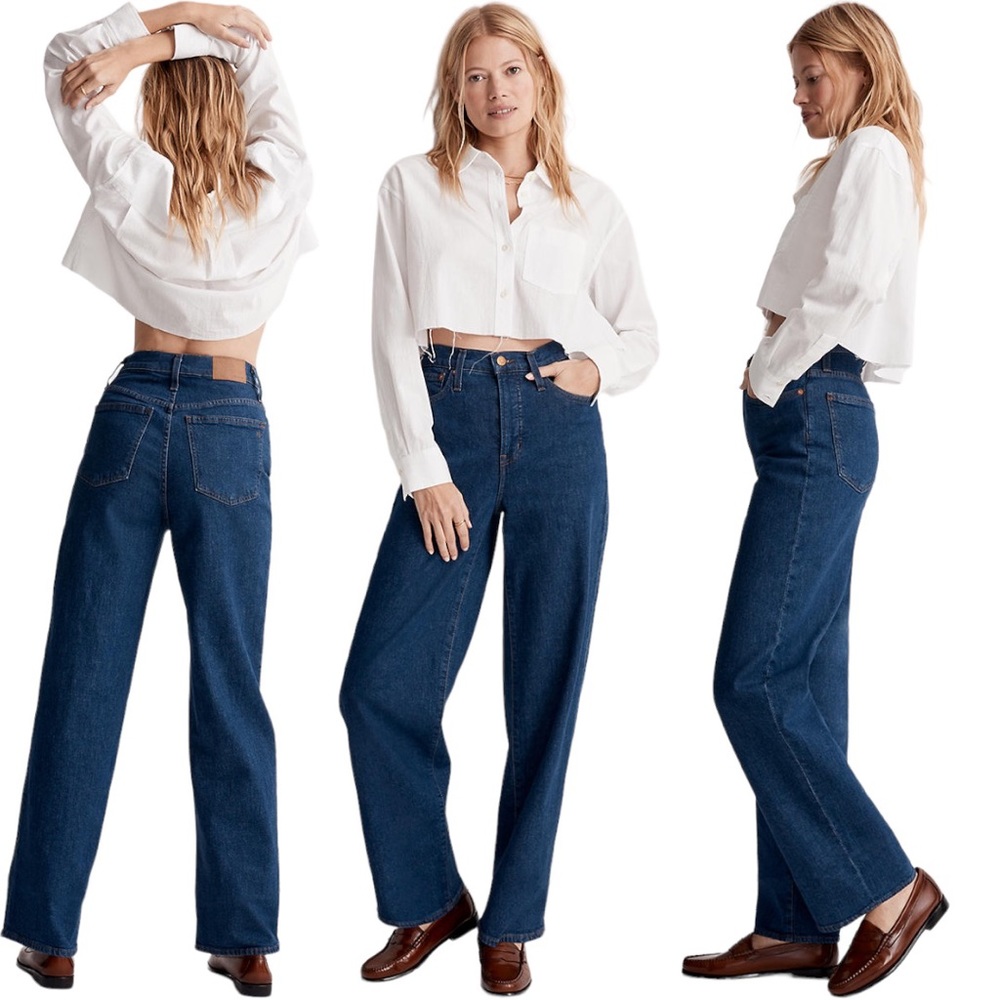 Madewell Dark Blue Flare & Wide Leg Jeans